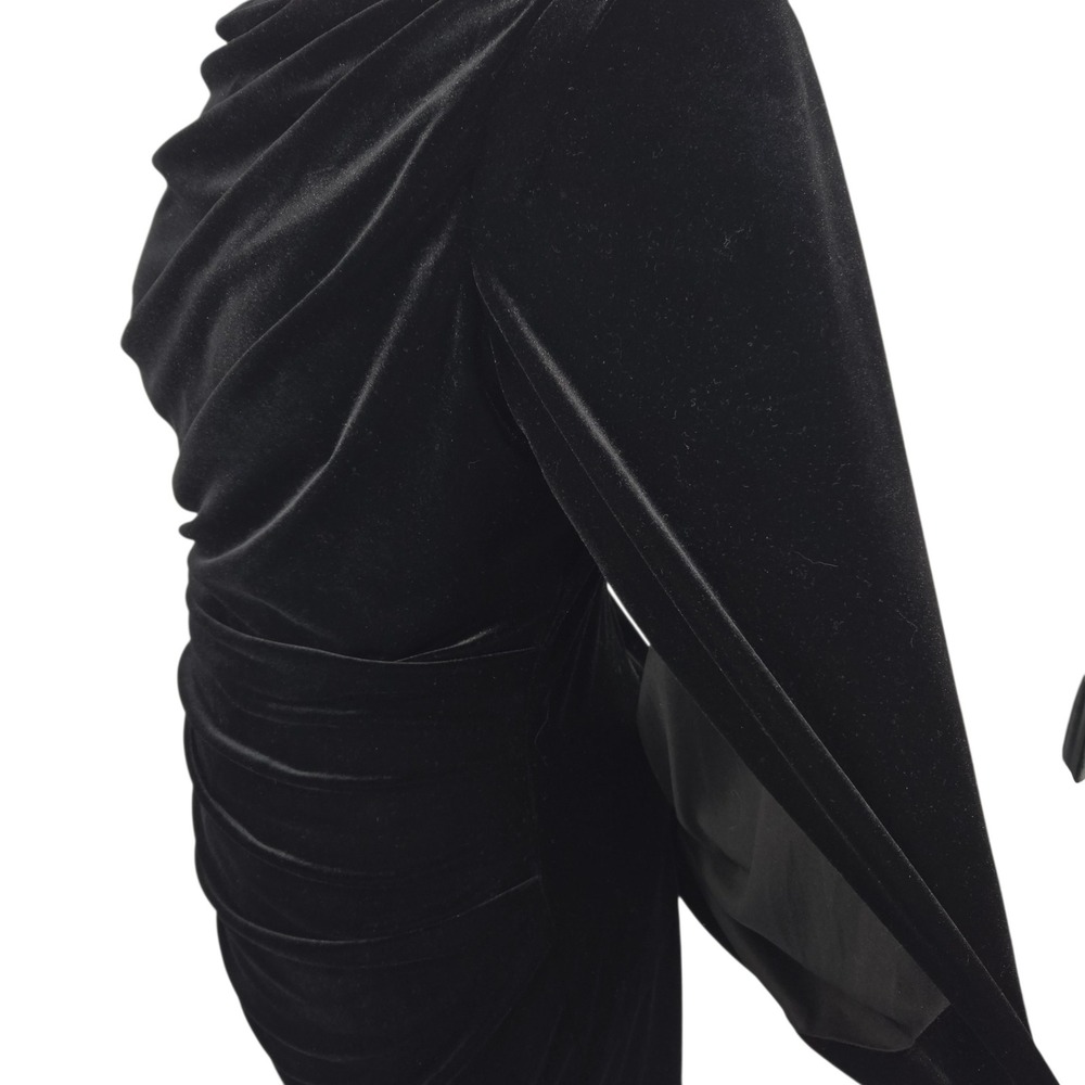 Betsy Adam Velvet Cocktail Dress 16 Black Capelet Evening Gown Dark Romantic - Picture 6 of 16